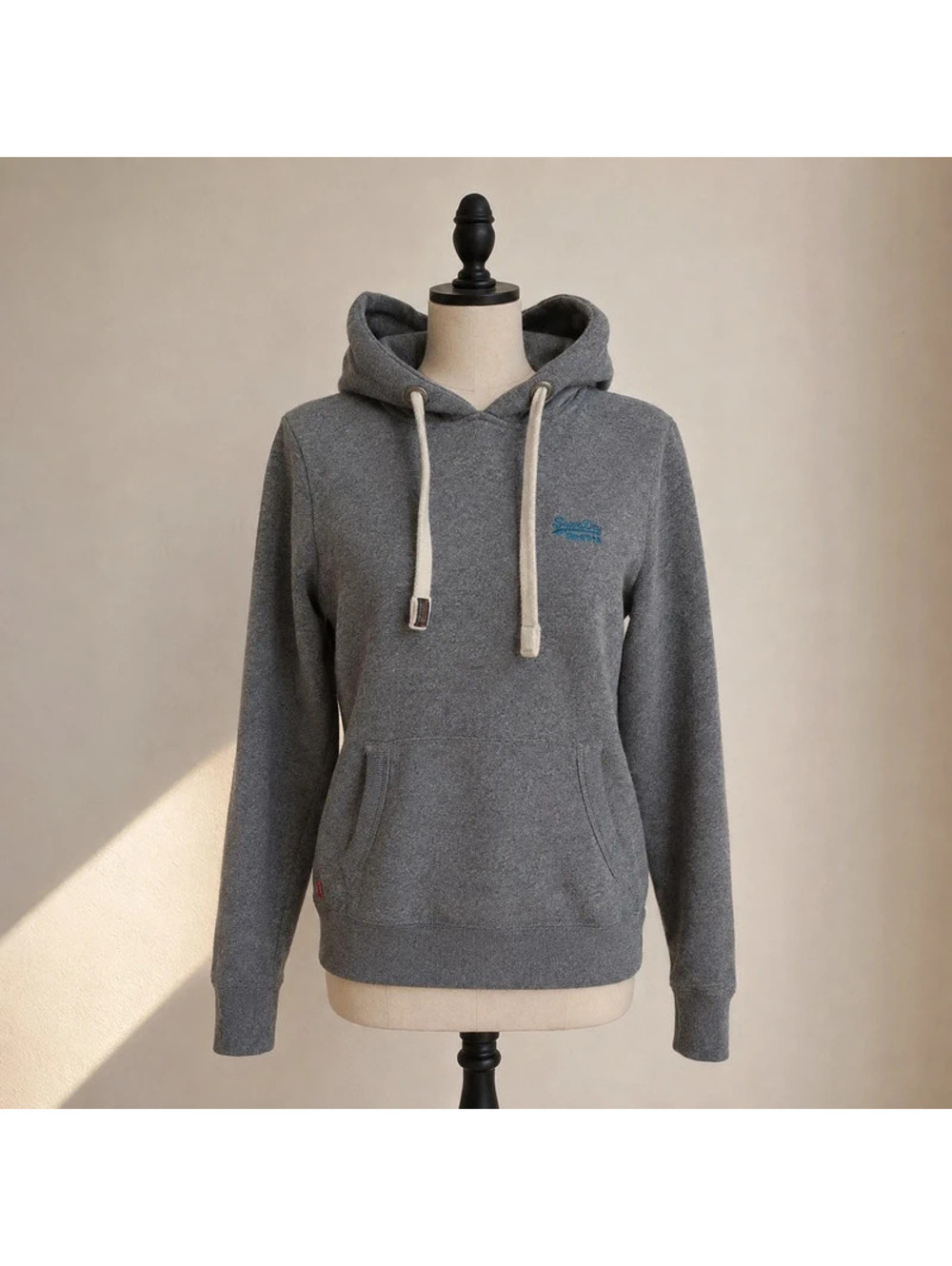 Superdry Orange Label Gray Hoodie Women M Embroidered Logo Pullover